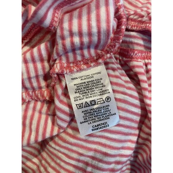 Loft Shirt Womens Medium Babydoll Striped Pink White Ruffle - Picture 6 of 6